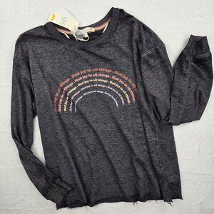 NWT C&C California Find Joy In All Things Grey Long Sleeve Top